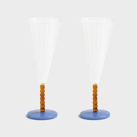 Flûte Perle en verre ambré – Lot de 2