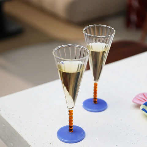 Flûte Perle en verre ambré – Lot de 2