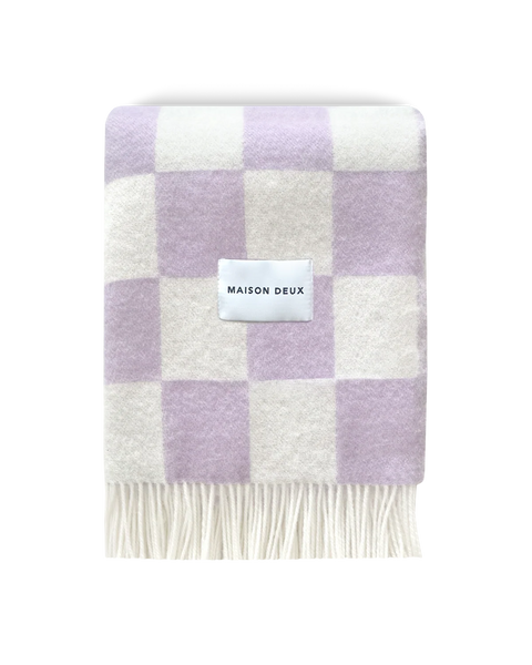 Plaid Damier Lilas et Blanc