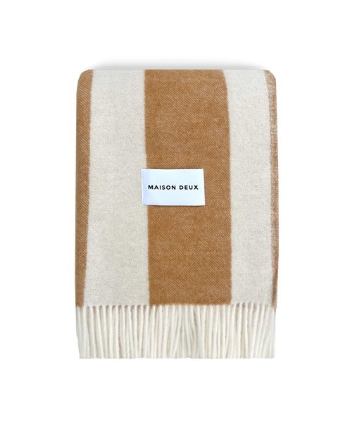 Plaid Rayé Marron et Blanc