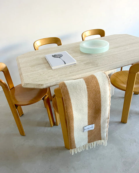 Plaid Rayé Marron et Blanc