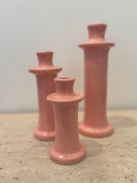 Bougeoir Artisanal Rose, lot de 3